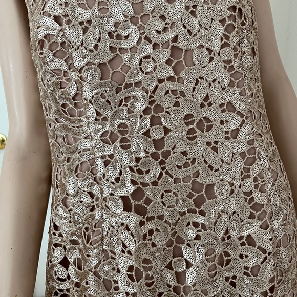 Aidan Mattox Rose Gold Mini Sequin Lace Mesh Cocktail Party Evening Dress 12 - Picture 16 of 16
